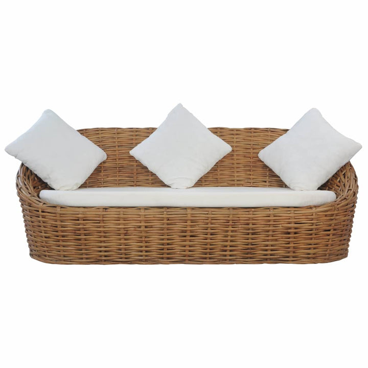 Canapé à 3 places avec coussins en Rotin naturel