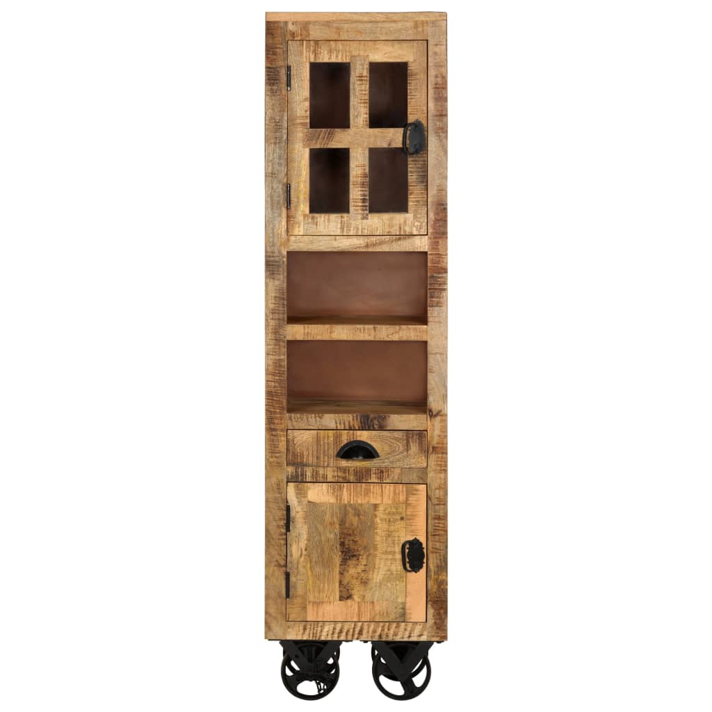 Buffet sur roues en bois de manguier brut
