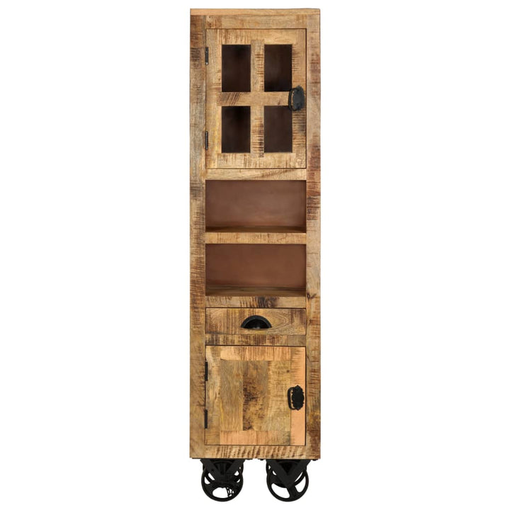 Buffet sur roues en bois de manguier brut