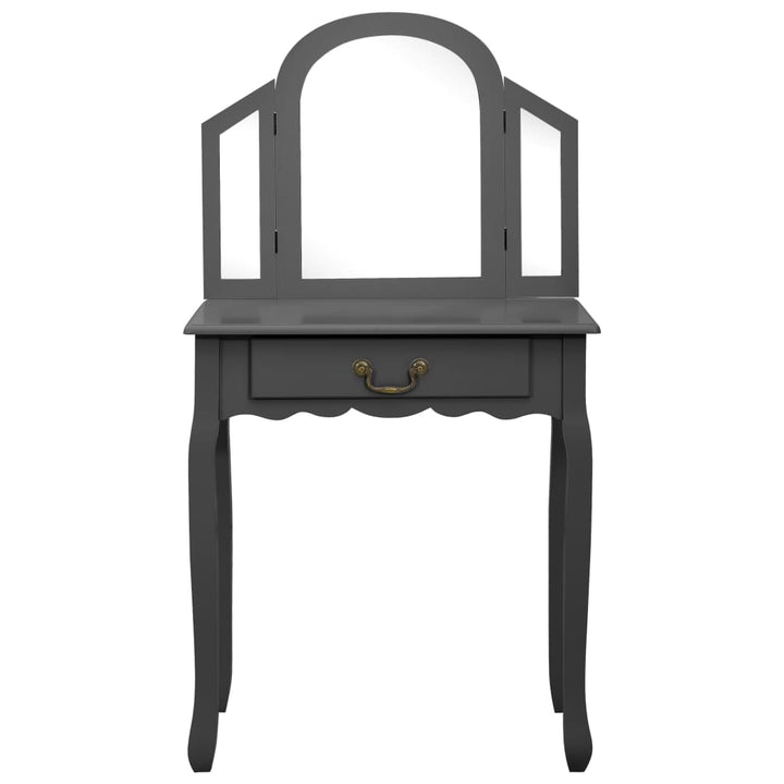 Coiffeuse et tabouret Gris en Bois de paulownia MDF