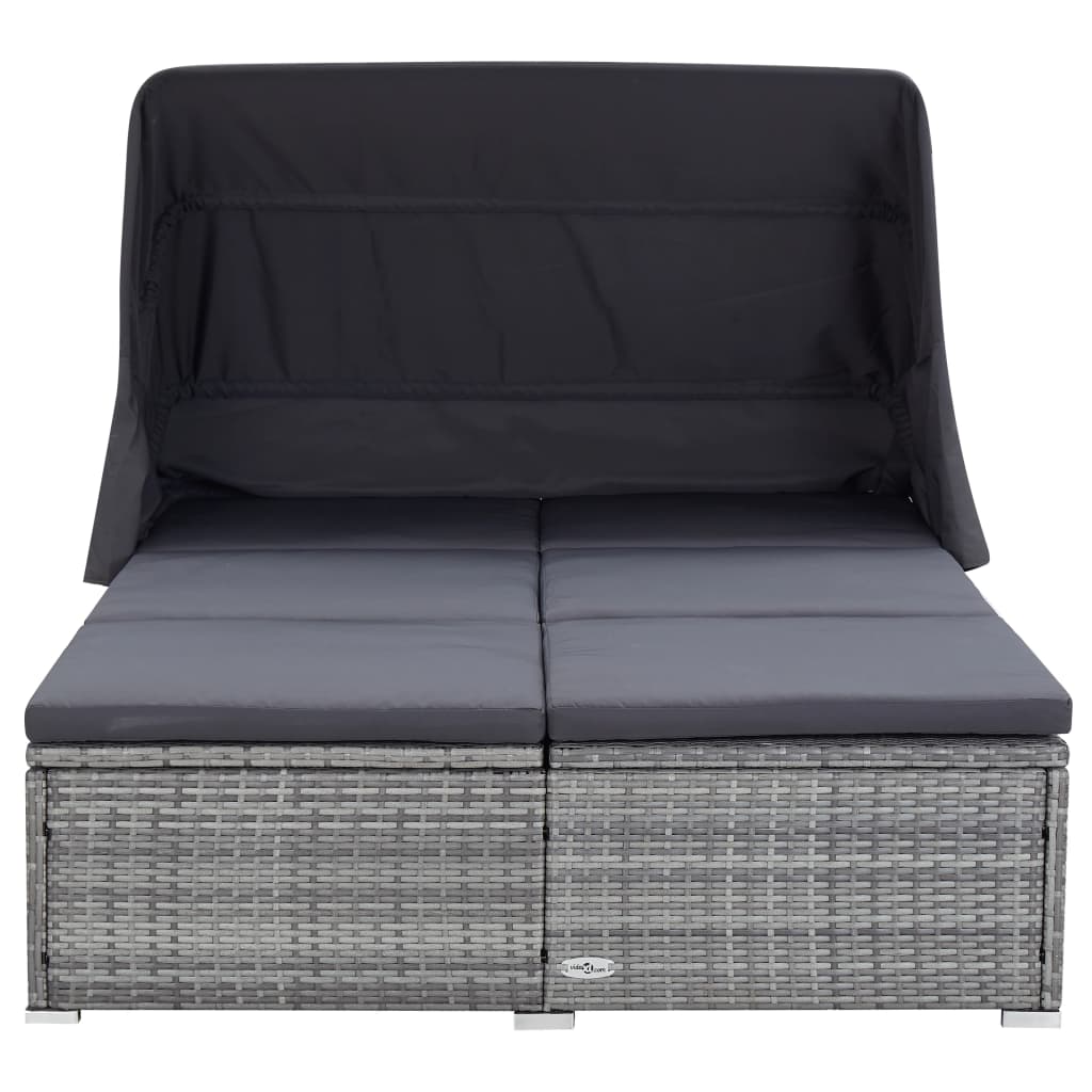 Lit à 2 places avec coussin en résine tressée