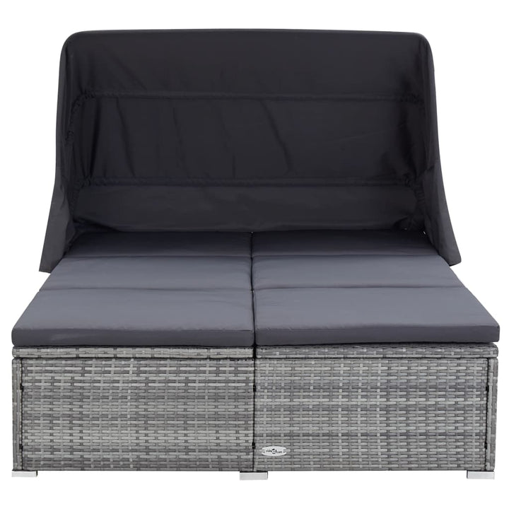 Lit à 2 places avec coussin en résine tressée