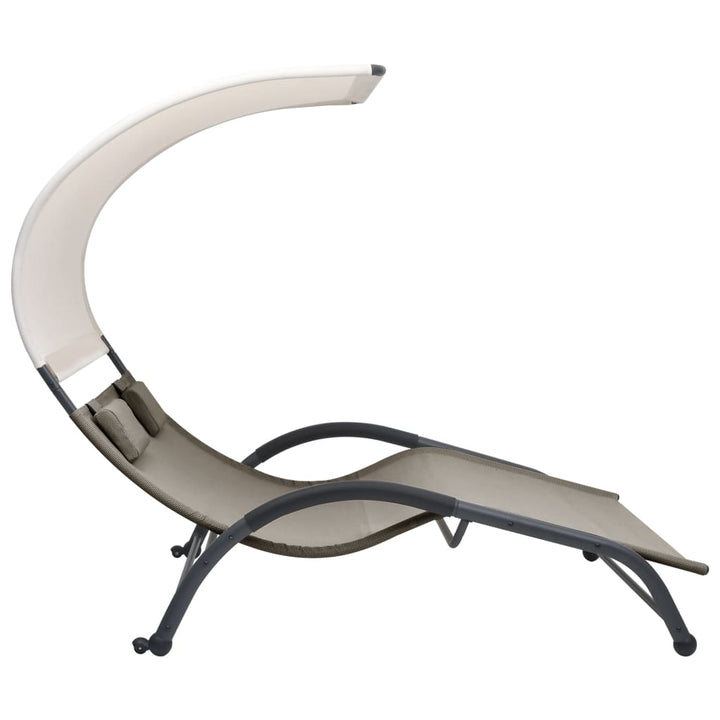 Chaise longue double avec auvent en textilène