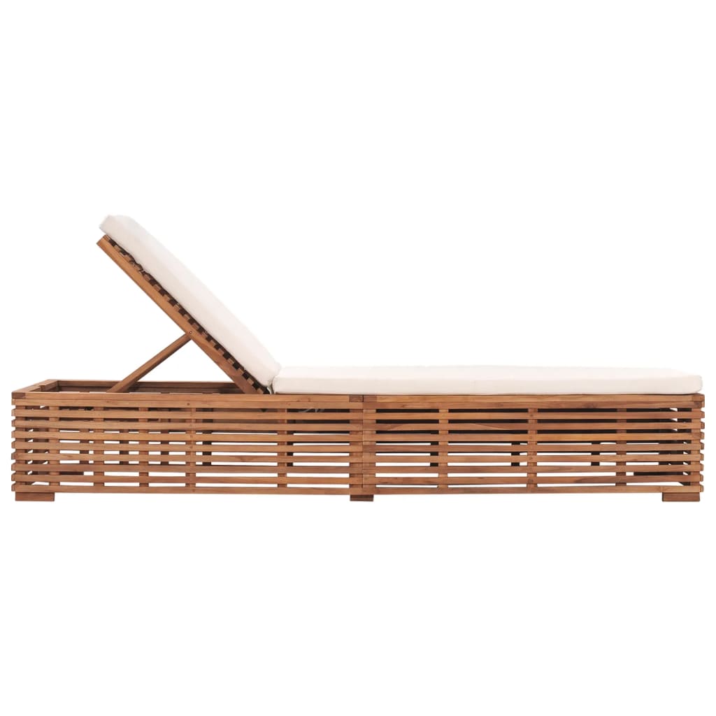 Chaise longue avec coussin en bois de teck