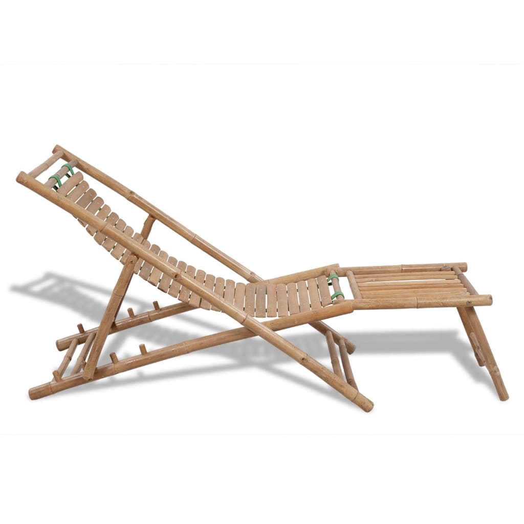 Chaise de terrasse avec repose-pied en bambou