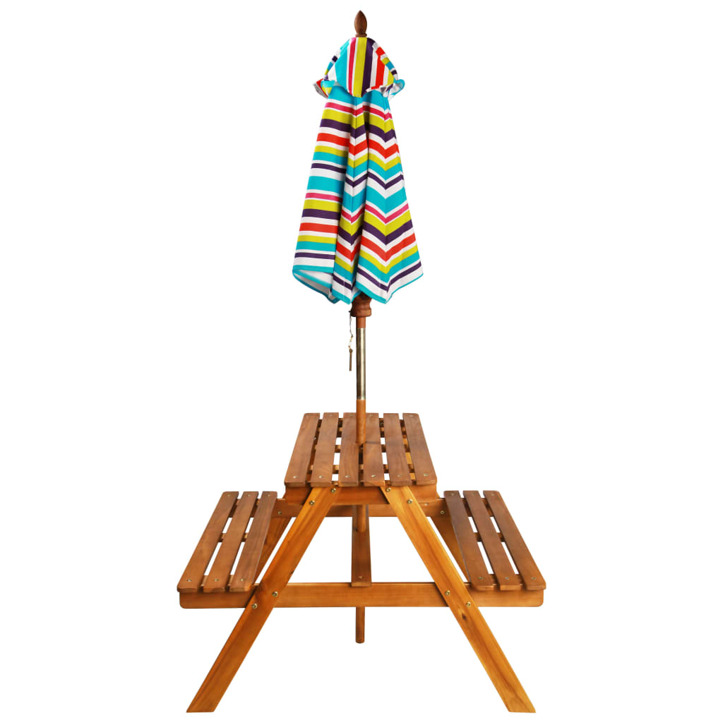 Table à pique-nique et parasol enfants en acacia