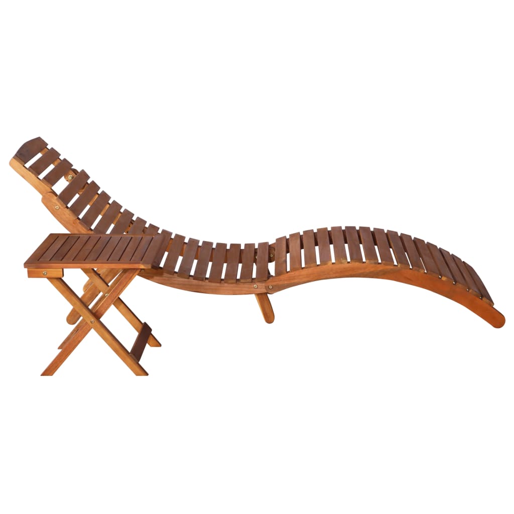 Chaise longue avec table en bois d&