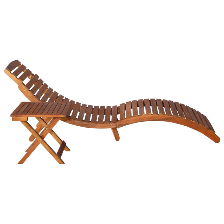 Chaise longue avec table en bois d&