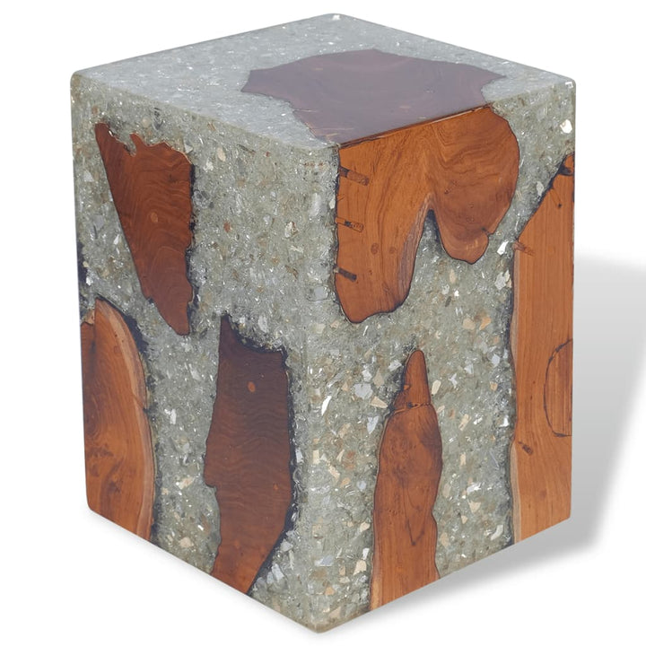 Tabouret en bois de teck massif et résine