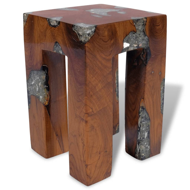 Tabouret en bois de teck massif et résine
