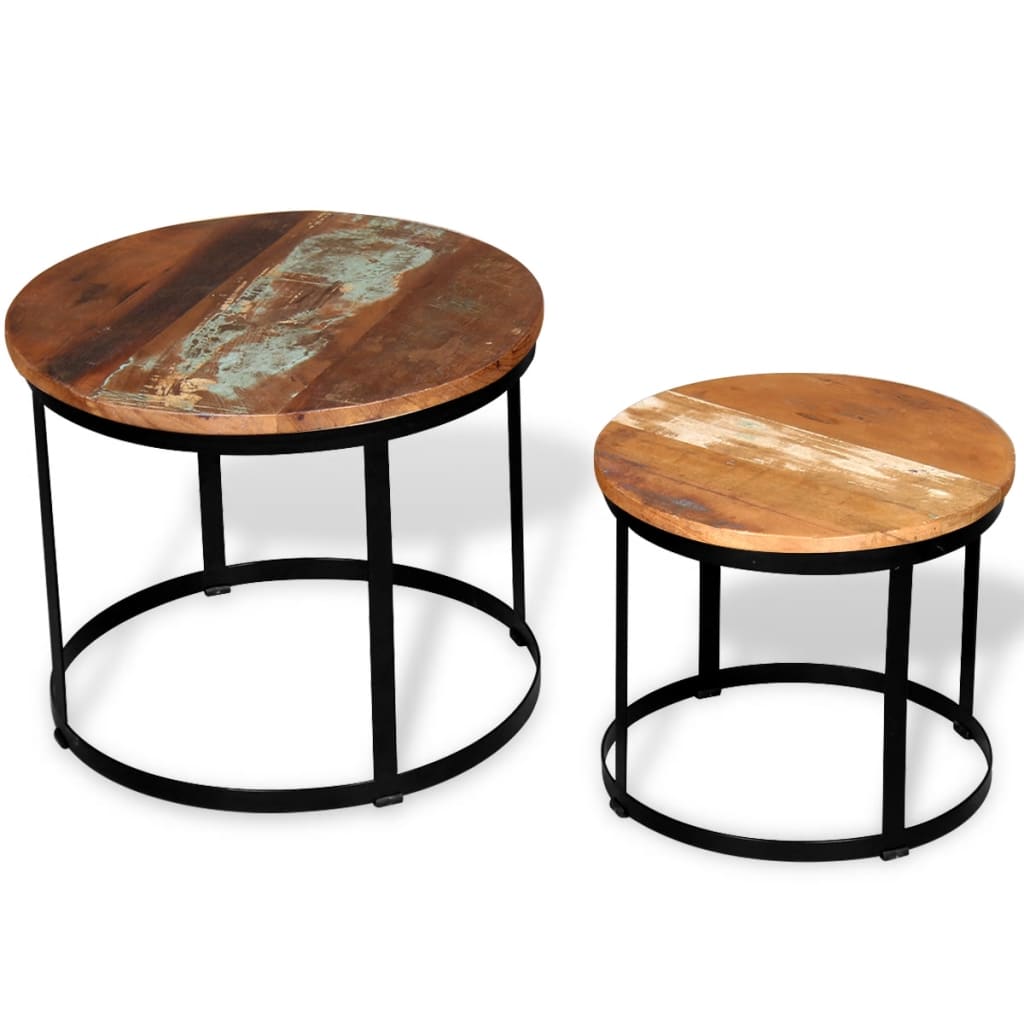 Tables basses 2 pcs en bois de récupération massif