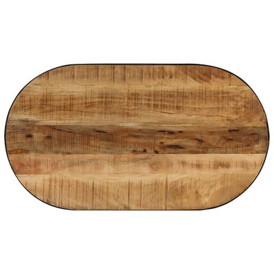 Table basse ovale en bois massif de manguier brut et acier