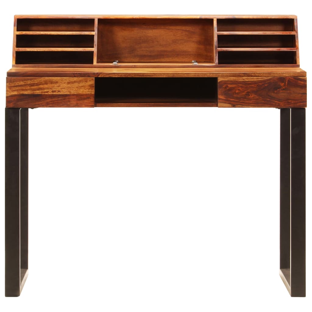 Bureau en bois solide de Sesham et acier