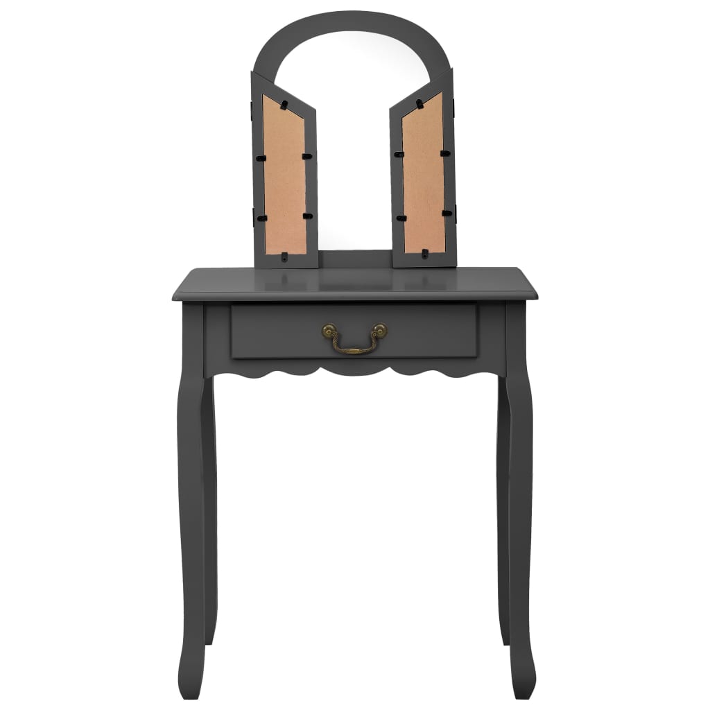 Coiffeuse et tabouret Gris en Bois de paulownia MDF