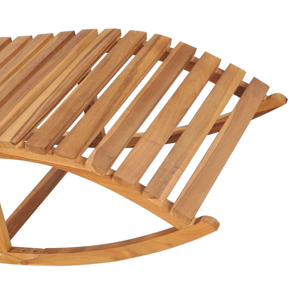 Chaise longue à bascule avec coussin en bois de teck