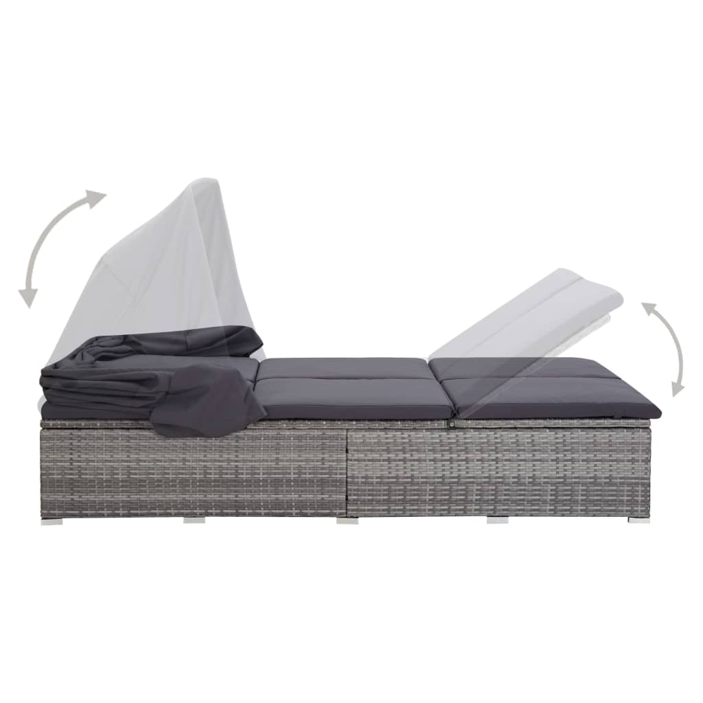 Lit à 2 places avec coussin en résine tressée