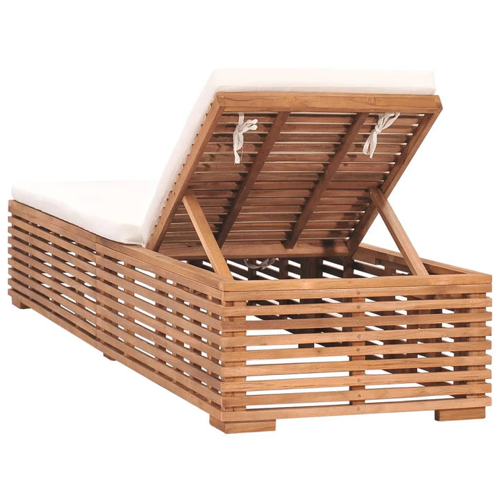Chaise longue avec coussin en bois de teck