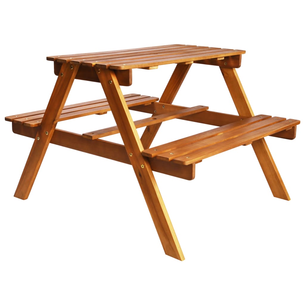 Table à pique-nique et parasol enfants en acacia