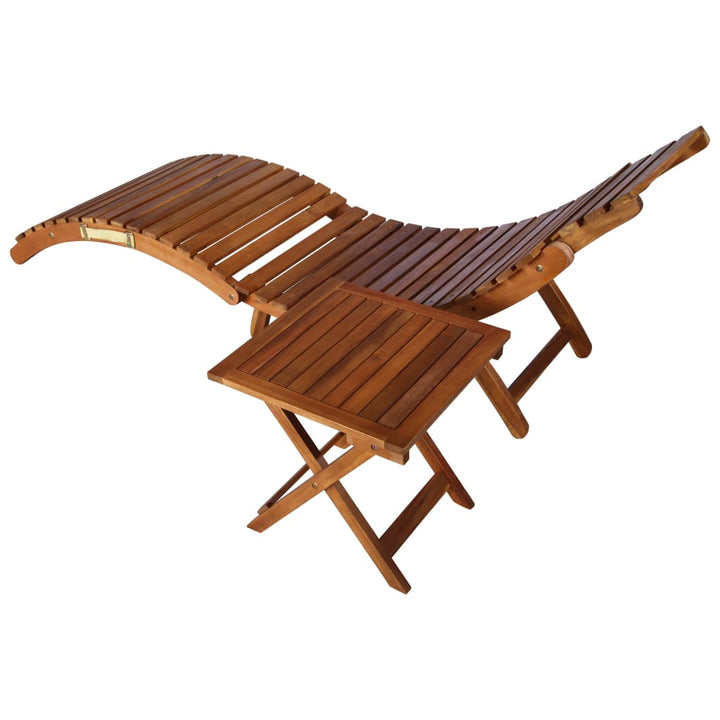 Chaise longue avec table en bois d&