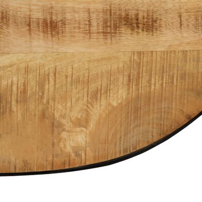 Table basse ovale en bois massif de manguier brut et acier