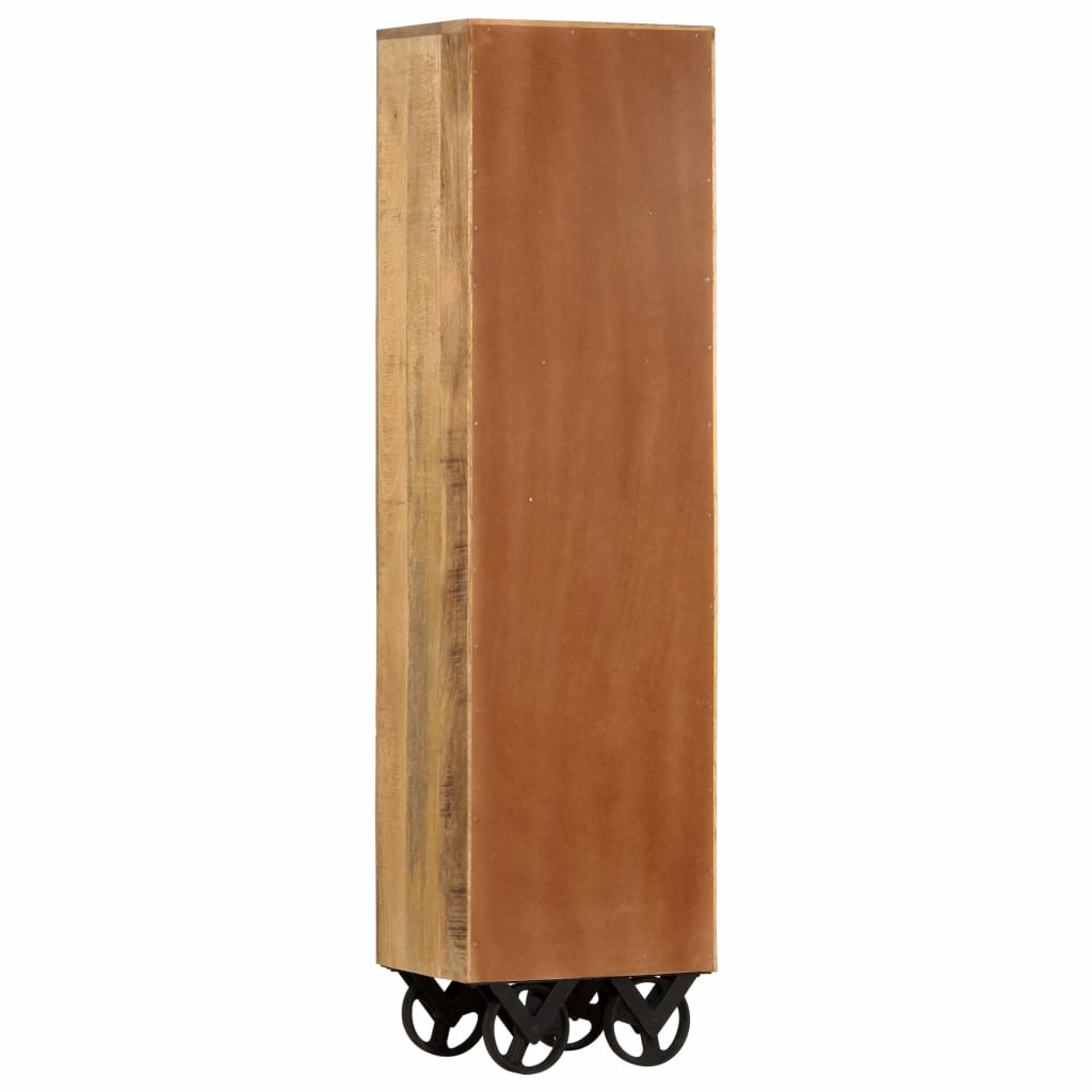 Buffet sur roues en bois de manguier brut