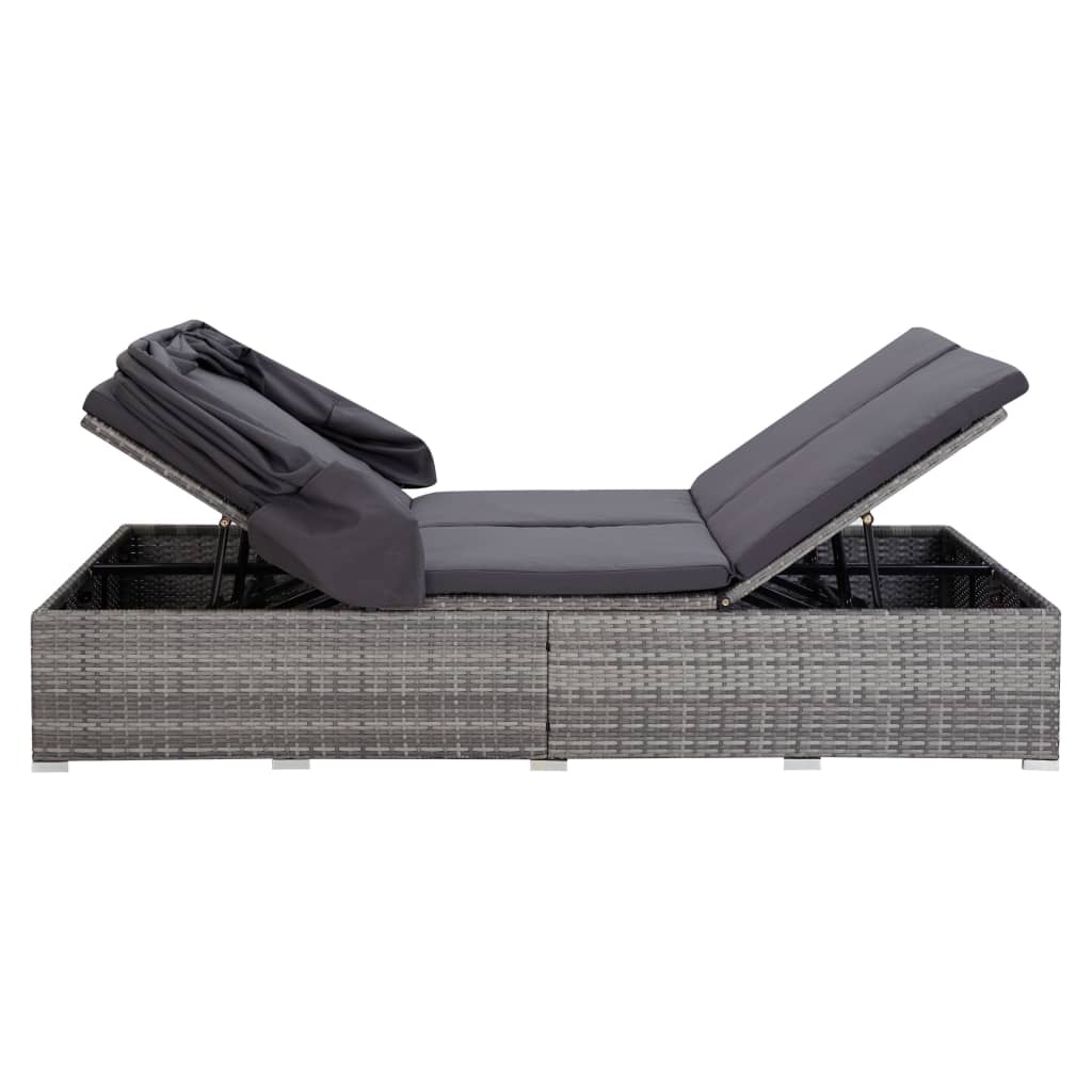 Lit à 2 places avec coussin en résine tressée