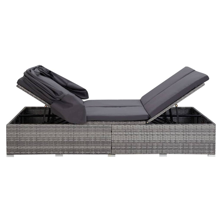 Lit à 2 places avec coussin en résine tressée