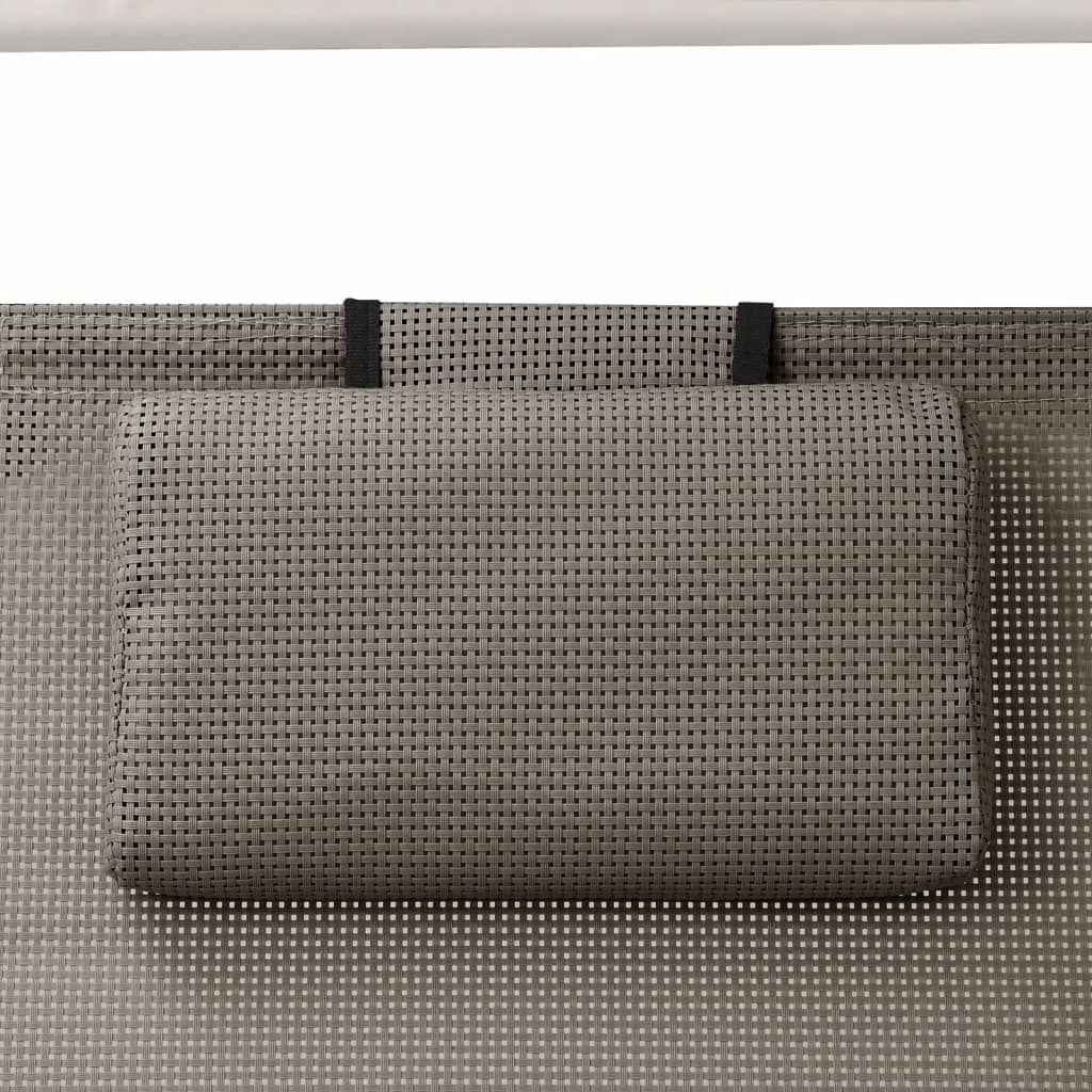Chaise longue double avec auvent en textilène