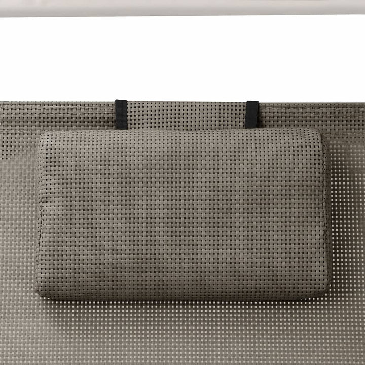 Chaise longue double avec auvent en textilène