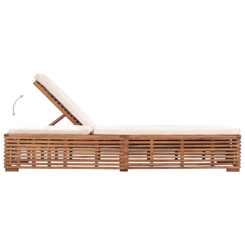 Chaise longue avec coussin en bois de teck