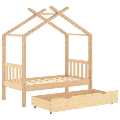 Lit cabane + 1 tiroir Pin massif 70x140 cm