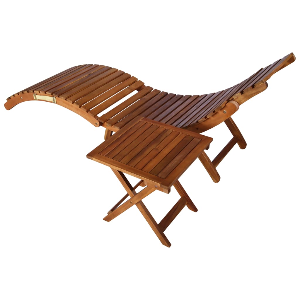Chaise longue avec table en bois d&