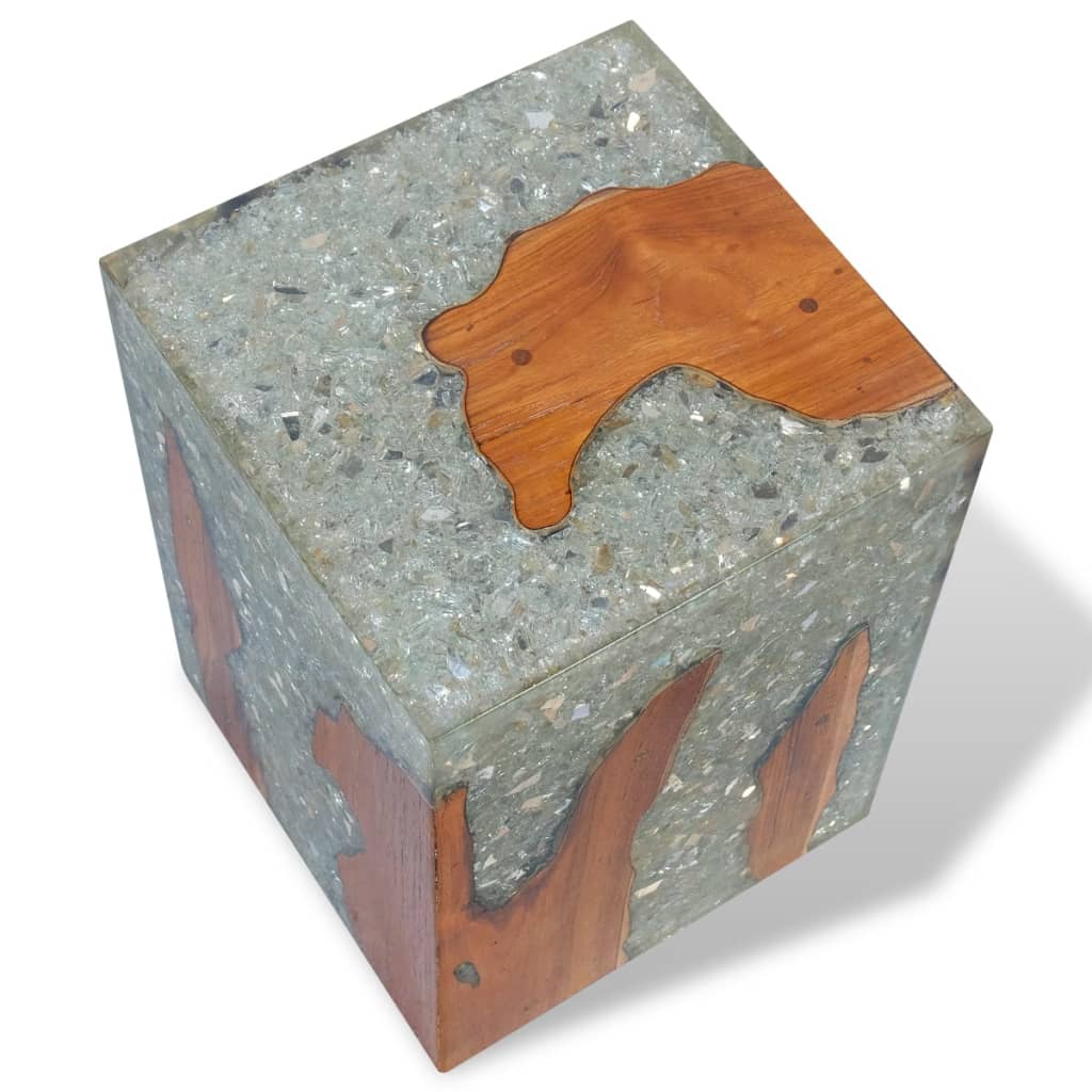 Tabouret en bois de teck massif et résine