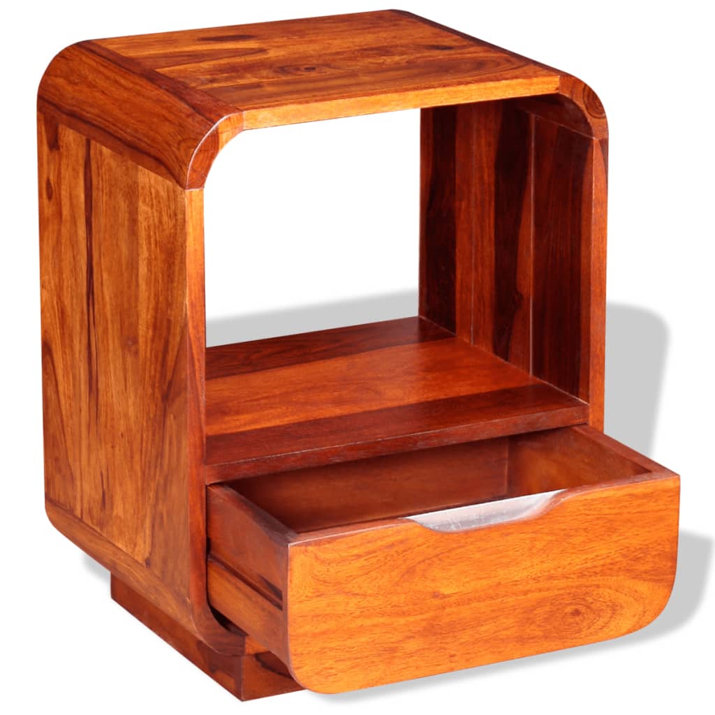 Table de chevet avec tiroir en bois de Sesham