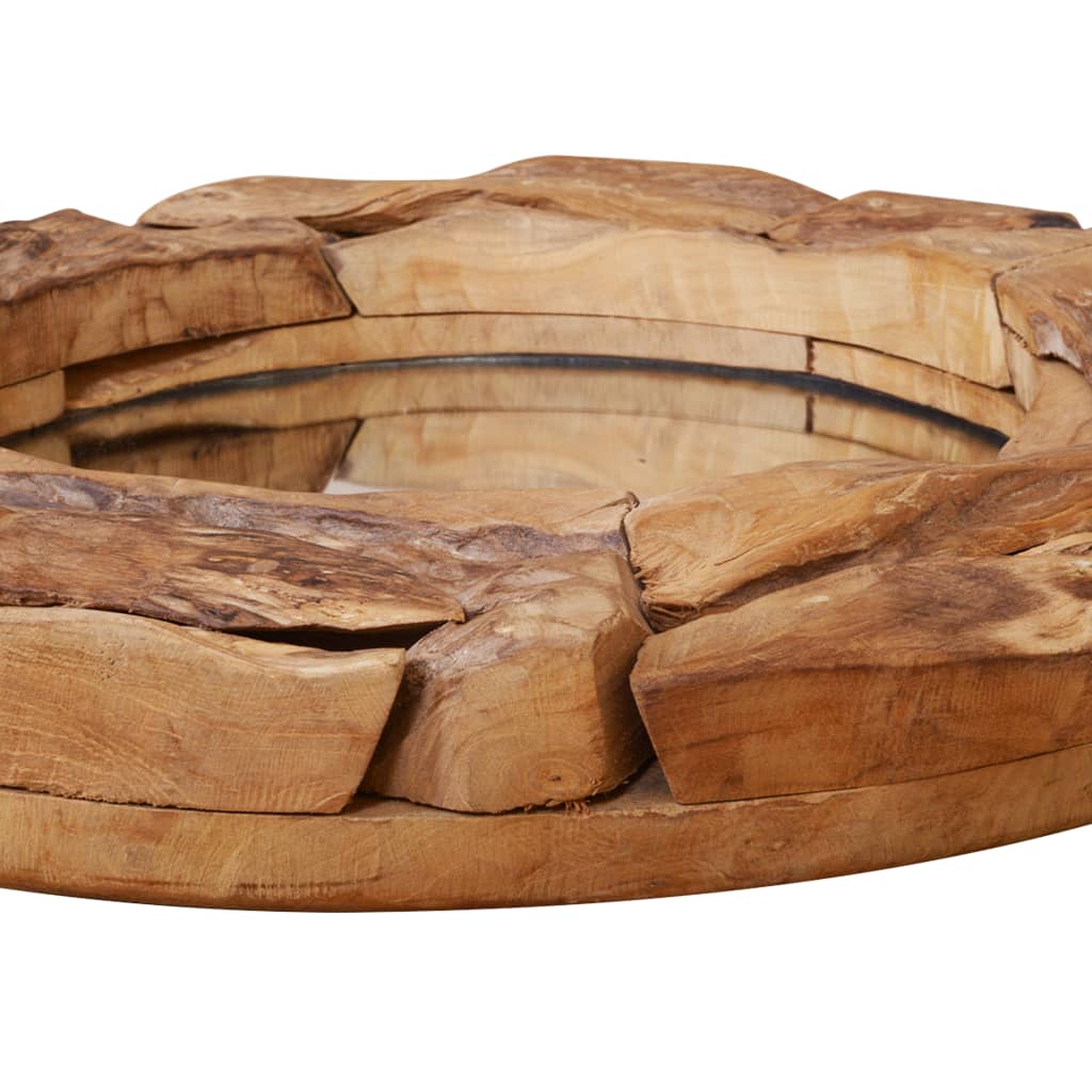 Miroir rond en bois de teck