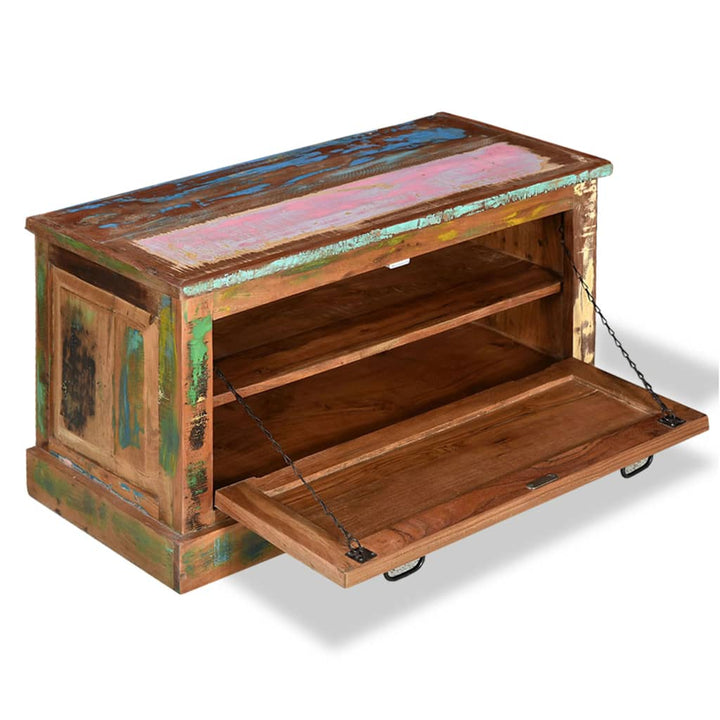 Banc de rangement à chaussures en bois de récupération