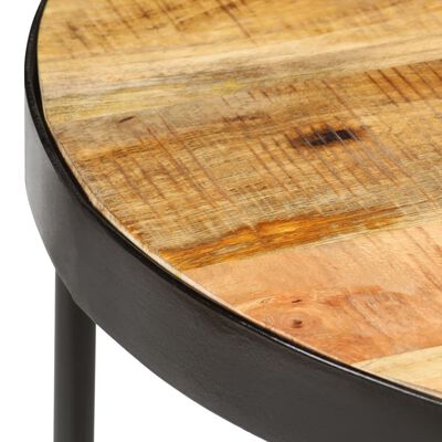 Table basse ovale en bois massif de manguier brut et acier