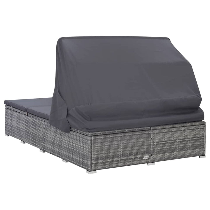 Lit à 2 places avec coussin en résine tressée