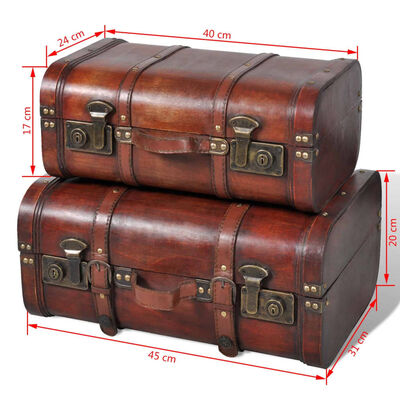 Coffre de rangement vintage en bois (2 pcs)