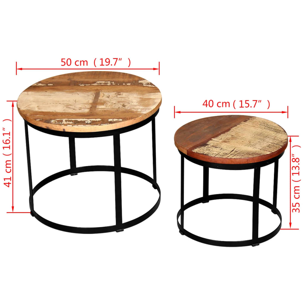 Tables basses 2 pcs en bois de récupération massif