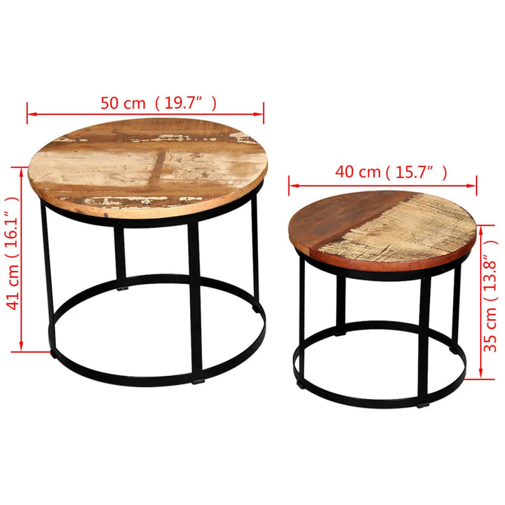 Tables basses 2 pcs en bois de récupération massif
