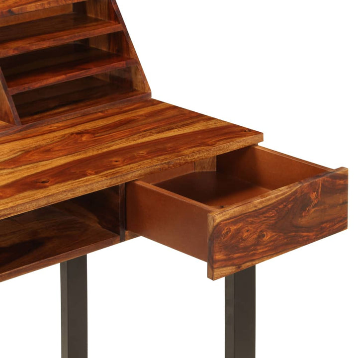 Bureau en bois solide de Sesham et acier