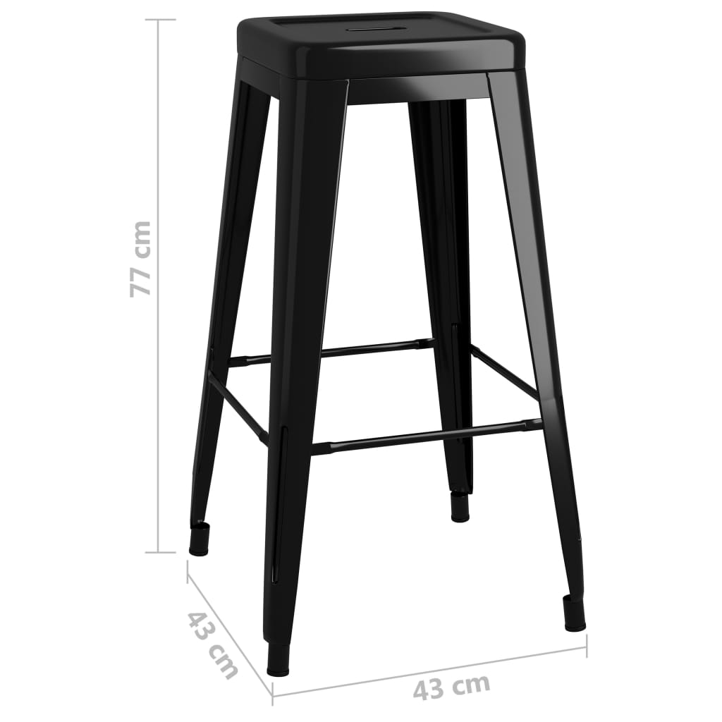 Tabourets de bar empilables 2 pcs Noir Métal