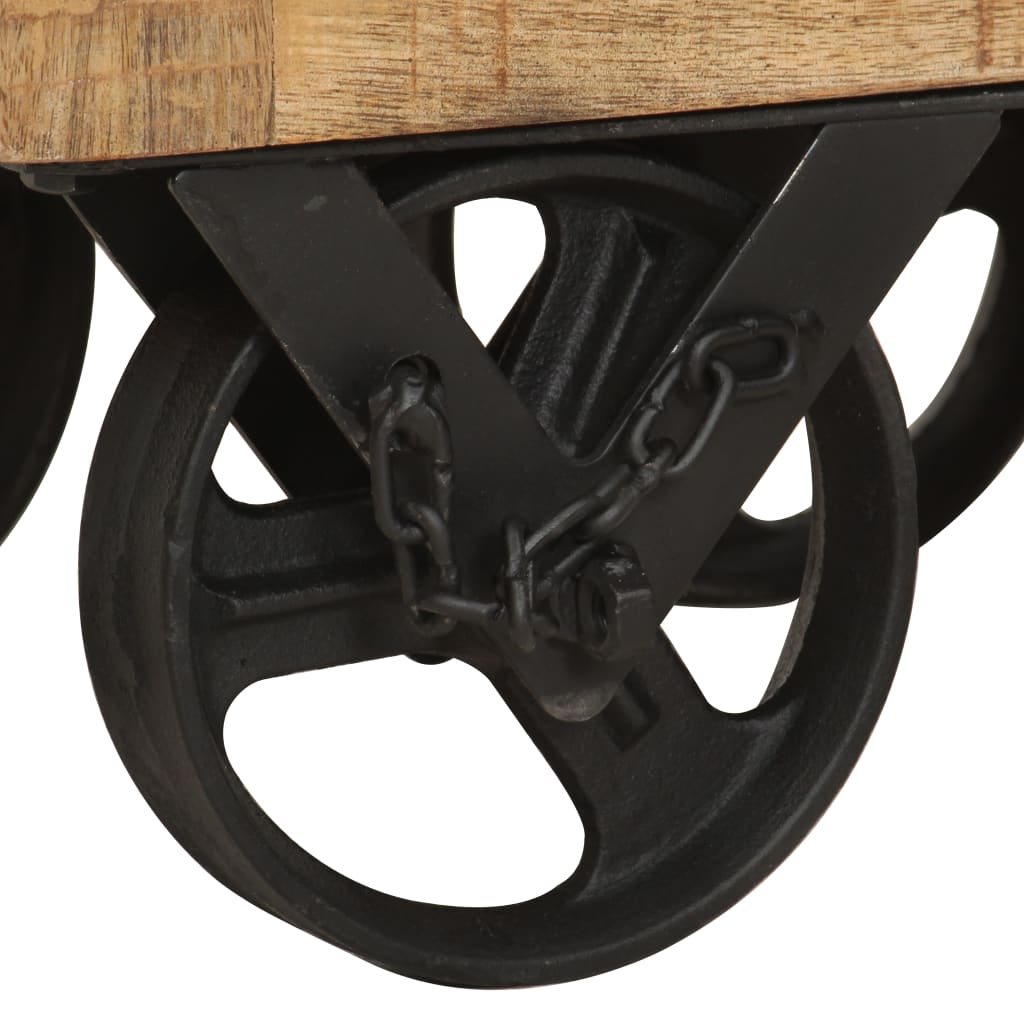 Buffet sur roues en bois de manguier brut