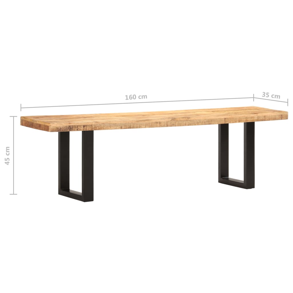 Banc en bois de manguier brut massif