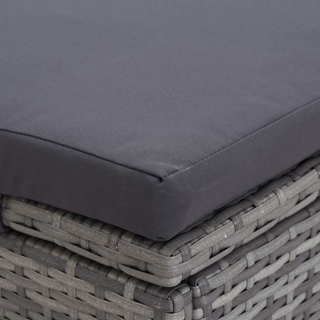 Lit à 2 places avec coussin en résine tressée