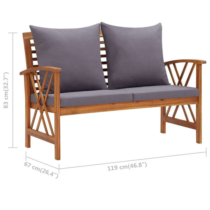 Banc de jardin avec coussins en bois solide d&