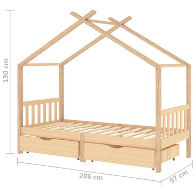 Lit cabane pin massif + 2 tiroirs