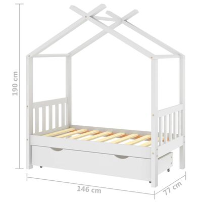 Lit cabane + 1 tiroir Pin massif 70x140 cm