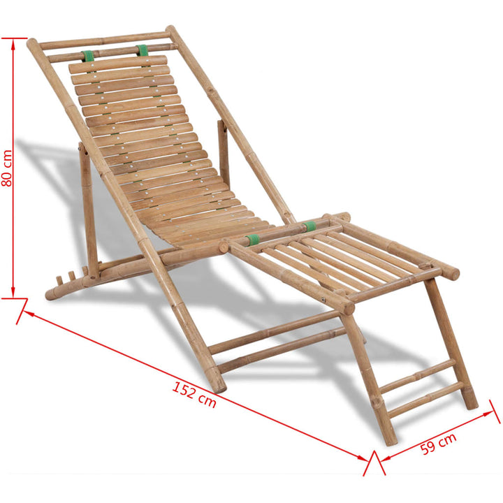 Chaise de terrasse avec repose-pied en bambou
